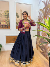 Alluring Navy Blue Rayon Lampi Work Lehenga Choli